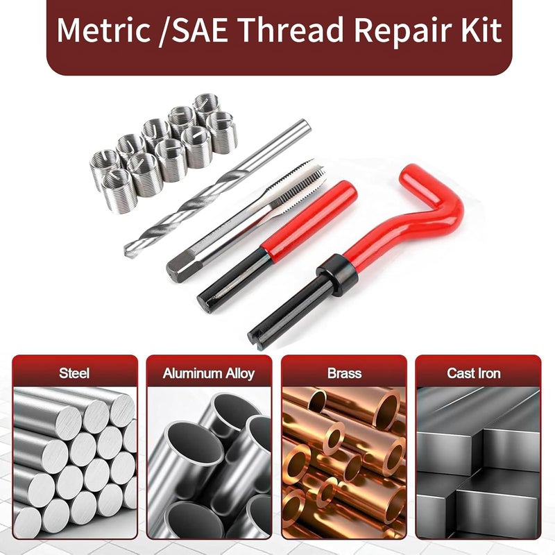 JUSTHERE 15 Pcs Thread Inserts M14x1.5 Female Thread Repairing Accessory Assortment Kit, Helicoil Thread Repair Kit, Drill Helicoil Repair Kit, for Automotive and Mechanical Maintenanc - Image 5